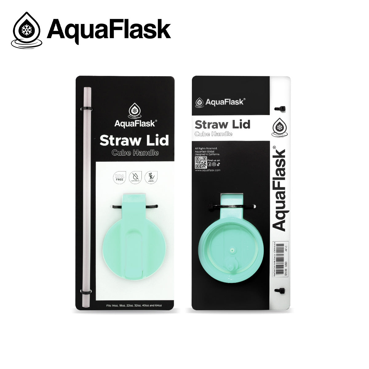 AQUAFLASK STRAW LID CUBE HANDLE - MINT GELATO