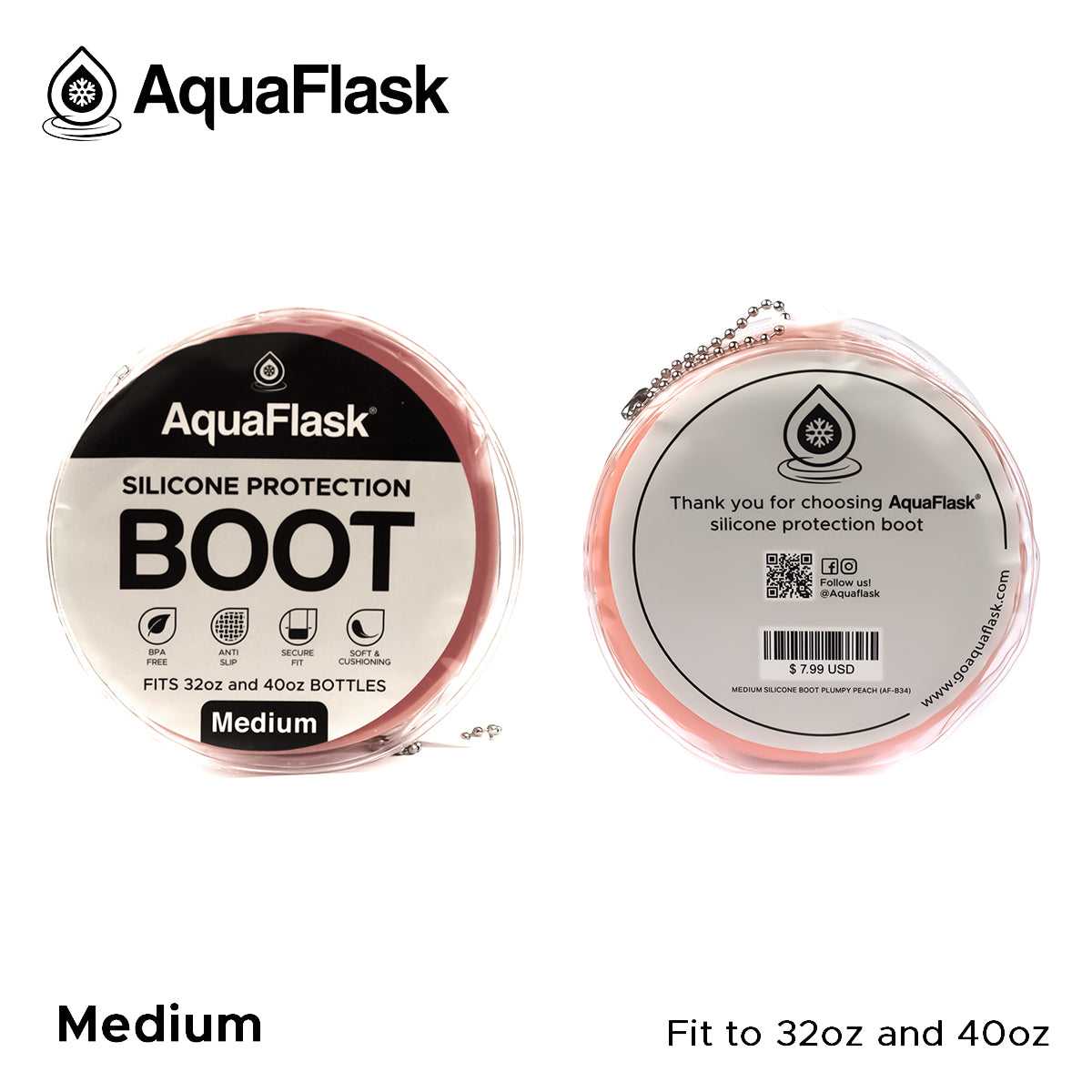 AQUAFLASK BASE PROTECTORA DE SILICONA MEDIANA - PLUMPY PEACH
