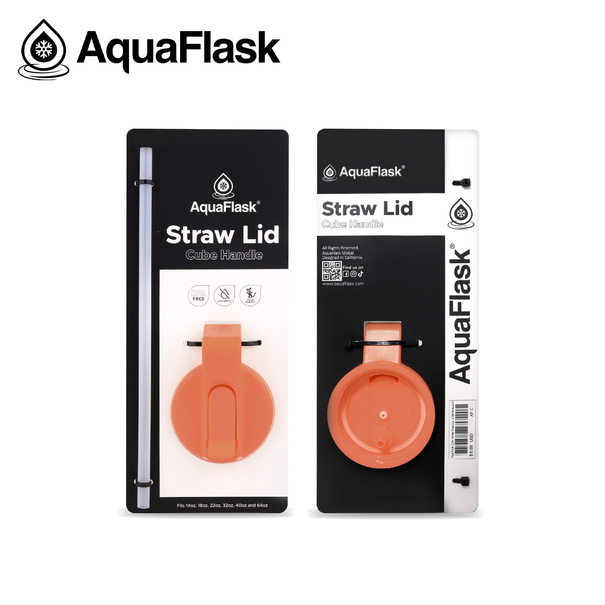 AQUAFLASK STRAW LID CUBE HANDLE - PLUMPY PEACH