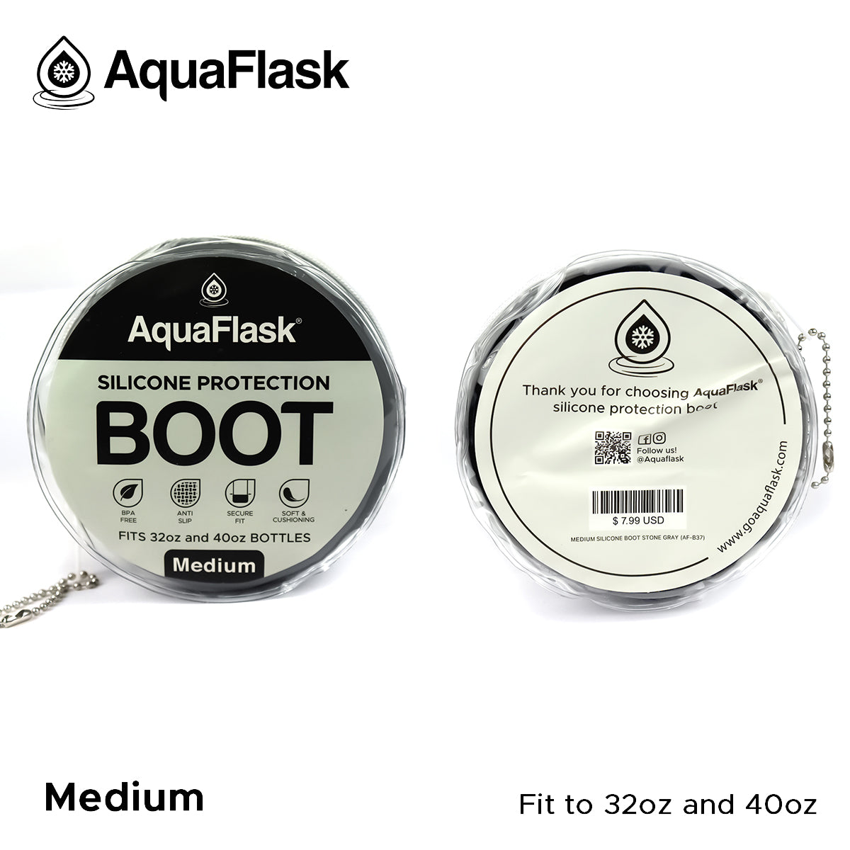 AQUAFLASK BASE PROTECTORA DE SILICONA MEDIANA - STONE GRAY