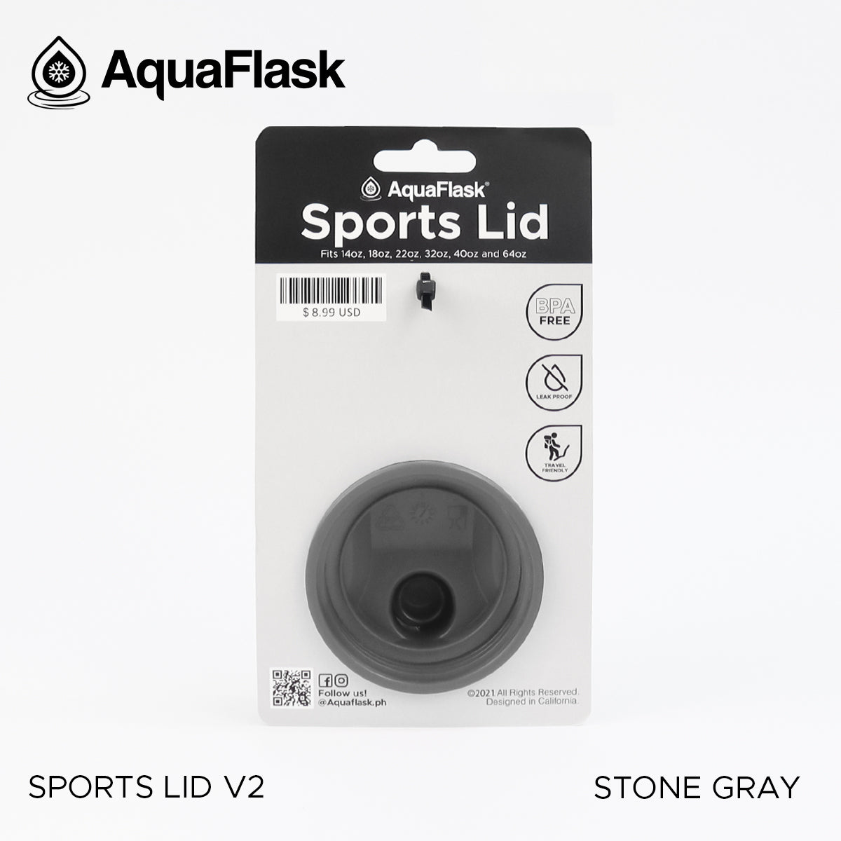 AQUAFLASK SPORTS LID - STONE GRAY