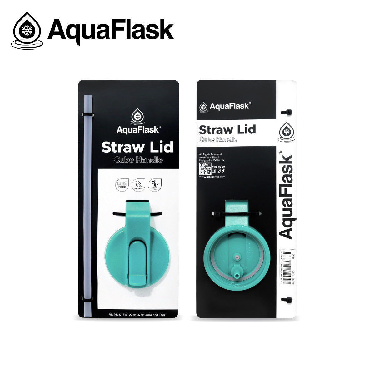 AQUAFLASK STRAW LID CUBE HANDLE - TURQUOISE BLUE