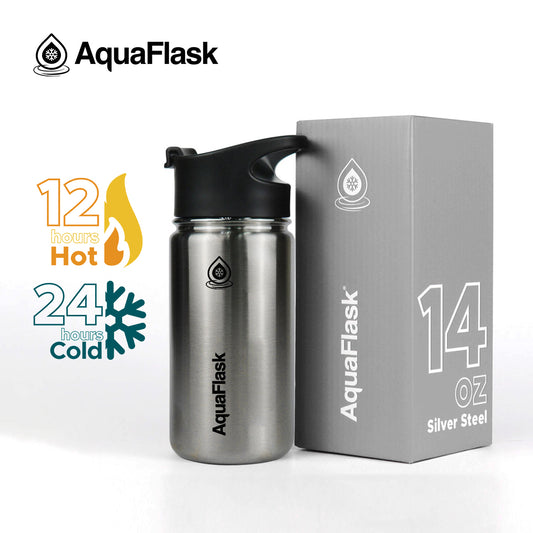 AQUAFLASK 14oz ORIGINAL COLLECTION - SILVER STEEL