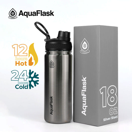 AQUAFLASK 18oz ORIGINAL COLLECTION - SILVER STEEL