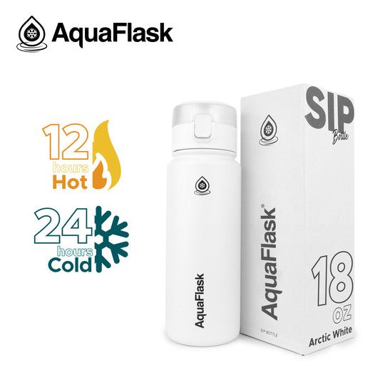 AQUAFLASK 18oz SIP BOTTLE - ARCTIC WHITE