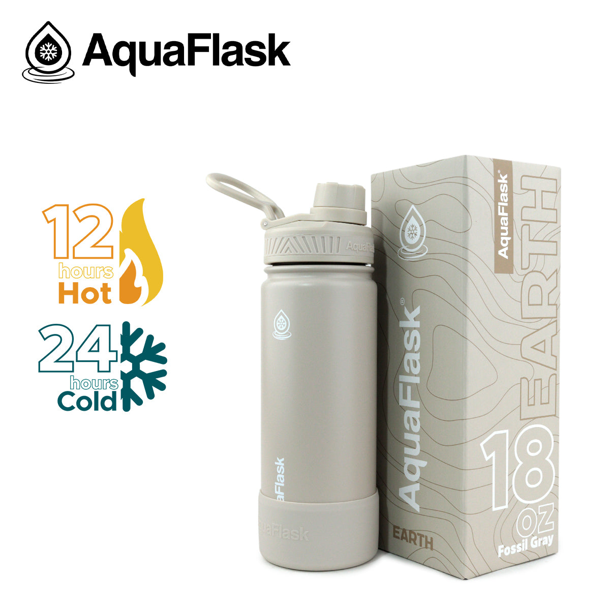 AQUAFLASK 18oz EARTH COLLECTION - FOSSIL GRAY