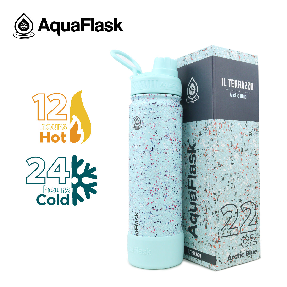 AQUAFLASK 22oz IL TERRAZZO - ARCTIC BLUE