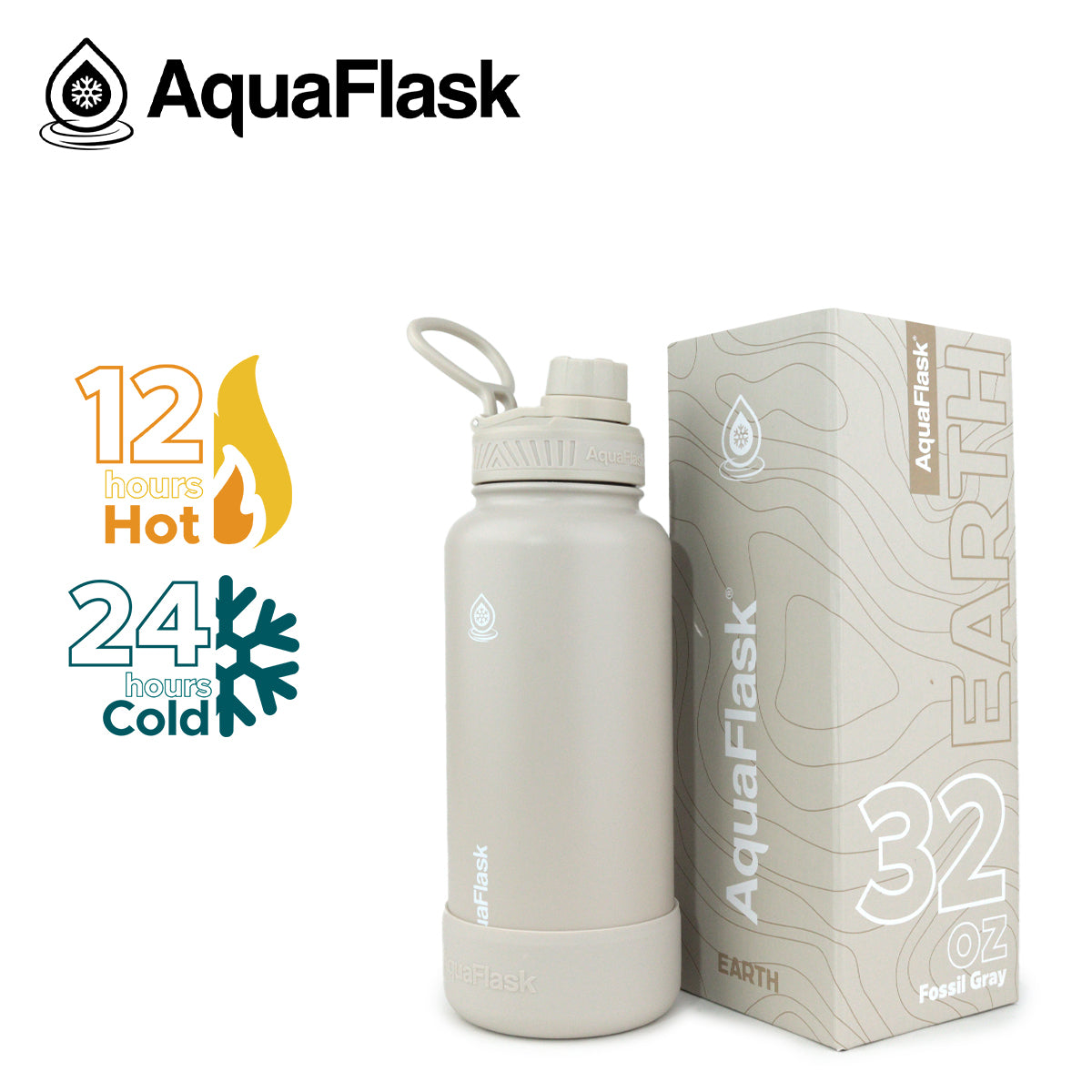 AQUAFLASK 32oz EARTH COLLECTION - FOSSIL GRAY