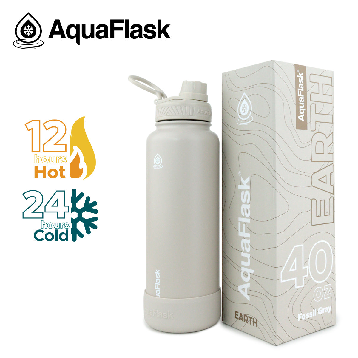 AQUAFLASK 40oz EARTH COLLECTION - FOSSIL GRAY