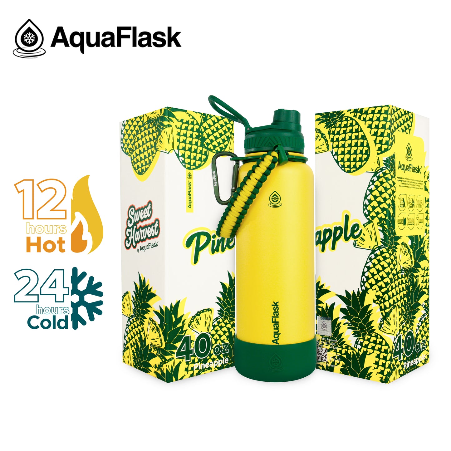 AQUAFLASK 40oz SWEET HARVEST COLLECTION - PINEAPPLE