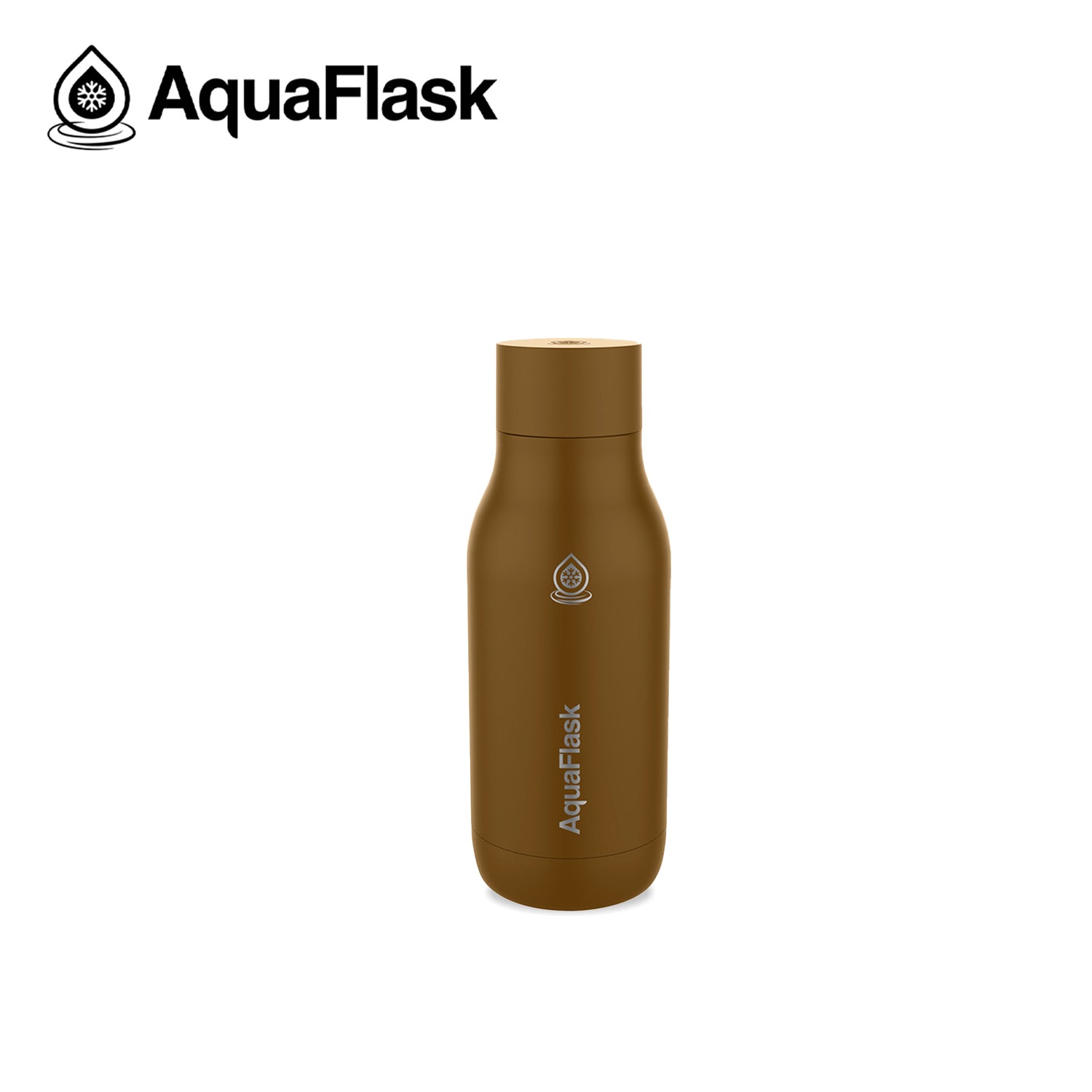 Botellas de agua aisladas de la Colección Flow de Aquaflask mostradas en varios colores y tamaños