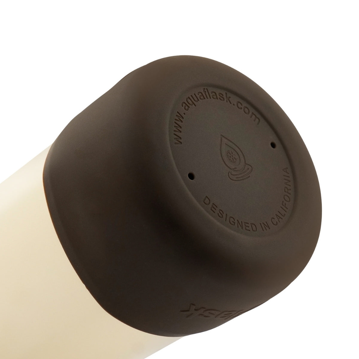 Botella de agua de acero inoxidable con aislamiento de la colección Colorwave de AquaFlask en color  Honey Comb con acabado degradado suave, tapa de rosca con asa de transporte y base de silicona, fotografiada sobre fondo blanco