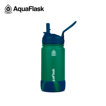 Botellas de agua de la Colección Kids de Aquaflask diseñadas para niños, mostradas en varios colores y tamaños