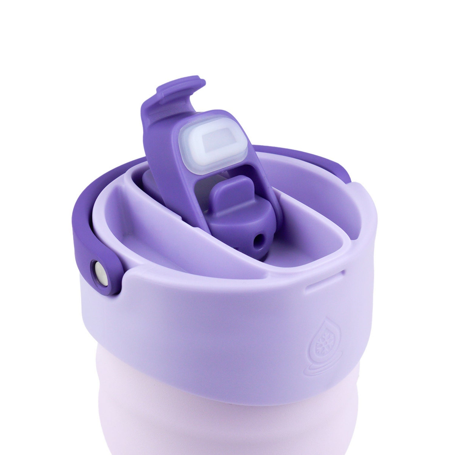 Vaso térmico de acero inoxidable con aislamiento de la colección Tumbler de AquaFlask en color Petal Bloom, con acabado mate, tapa con asa y cuerpo cilíndrico, fotografiado sobre fondo blanco