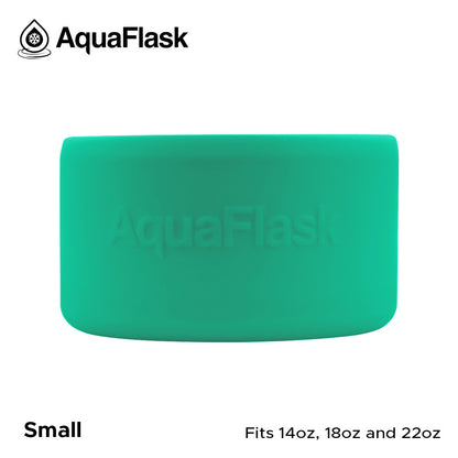 Accesorio de base de silicona Aquaflask con logotipo en relieve, diseñado para encajar en la base de las botellas Aquaflask Regular.