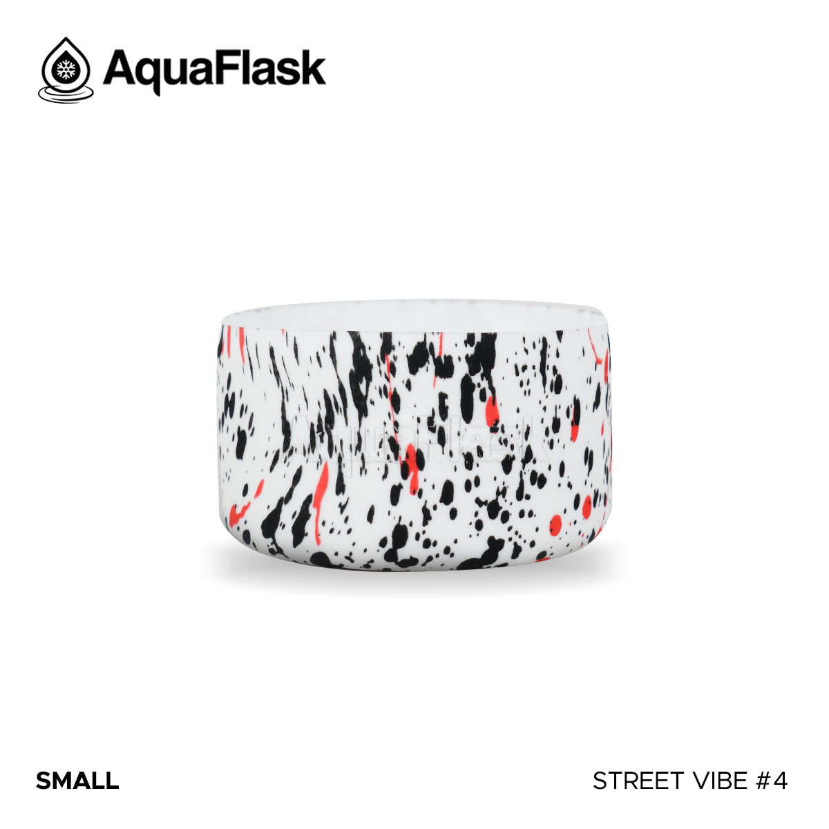 Accesorio de base de silicona Aquaflask con logotipo en relieve, diseñado para encajar en la base de las botellas Aquaflask Regular.