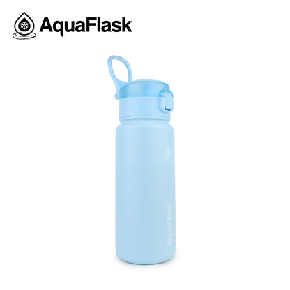 Colección de botellas Sports Sip de Aquaflask mostradas en varios tamaños y colores para hidratación activa