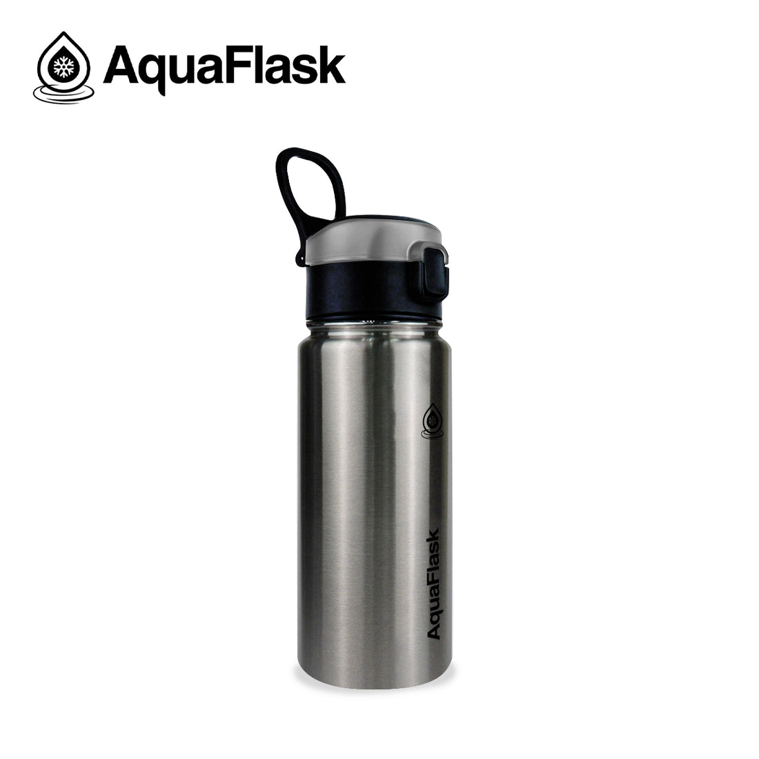 Colección de botellas Sports Sip de Aquaflask mostradas en varios tamaños y colores para hidratación activa