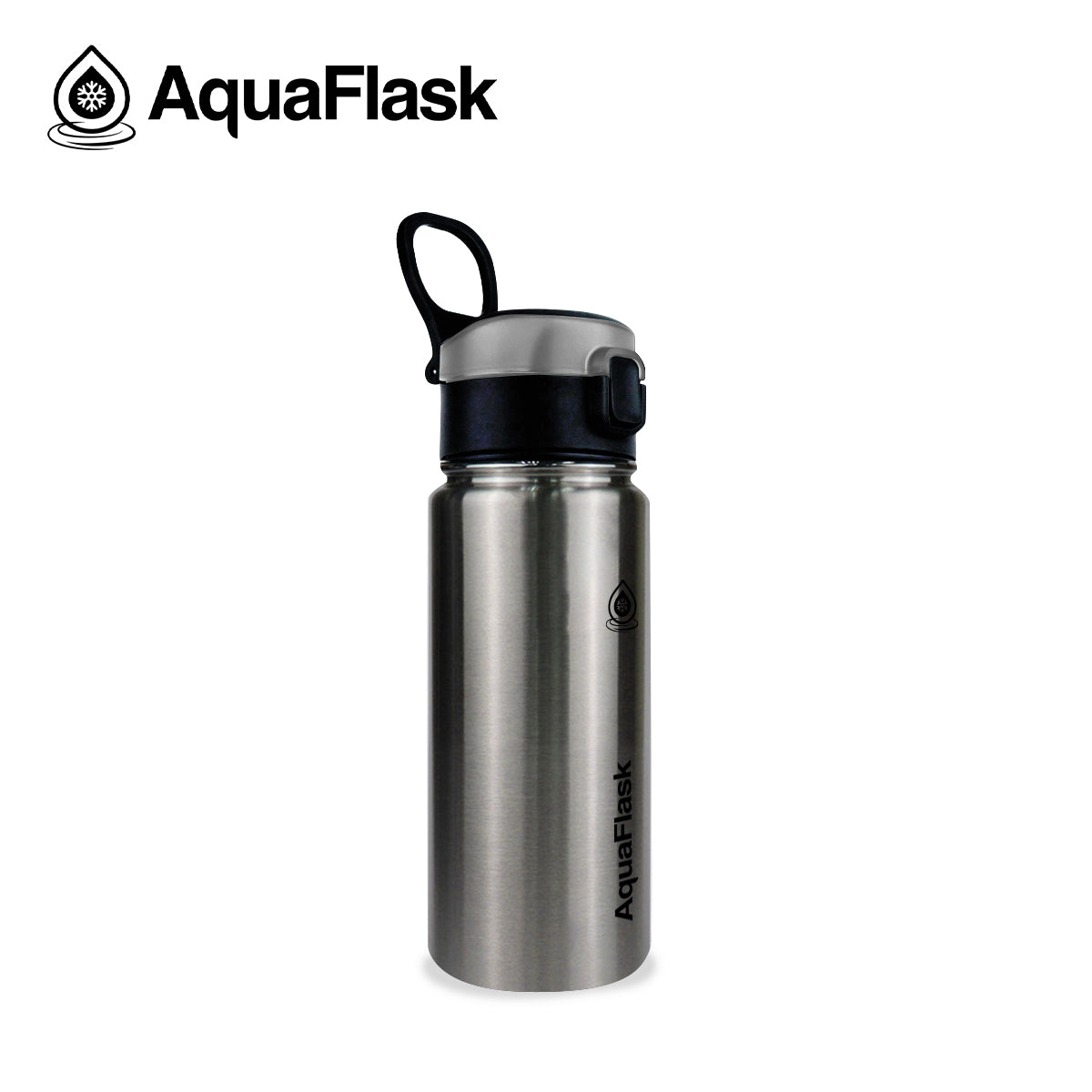 Colección de botellas Sports Sip de Aquaflask mostradas en varios tamaños y colores para hidratación activa