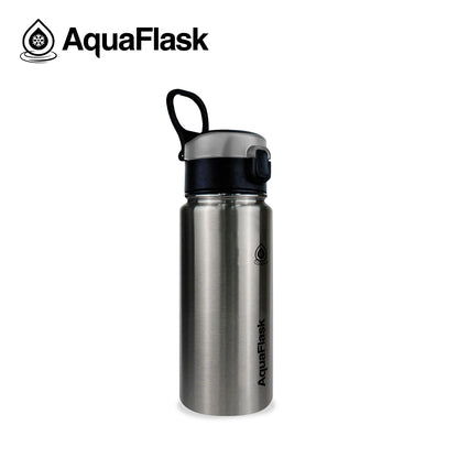 Colección de botellas Sports Sip de Aquaflask mostradas en varios tamaños y colores para hidratación activa