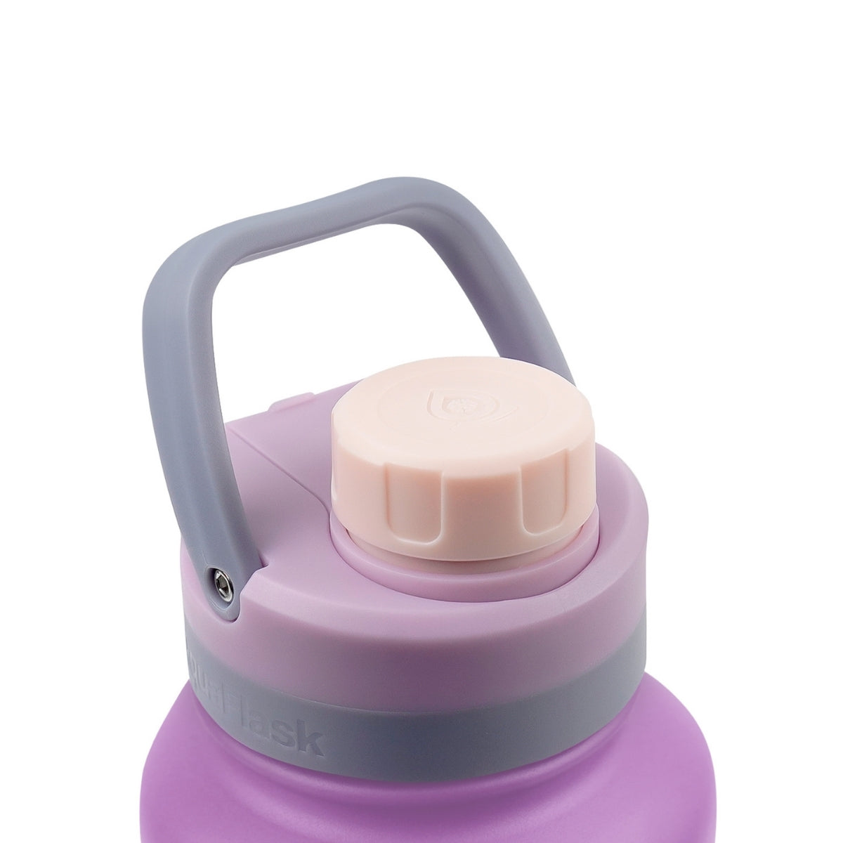 Botella de agua de acero inoxidable con aislamiento de la colección Colorwave de AquaFlask en color  Sweet Bean con acabado degradado suave, tapa de rosca con asa de transporte y base de silicona, fotografiada sobre fondo blanco