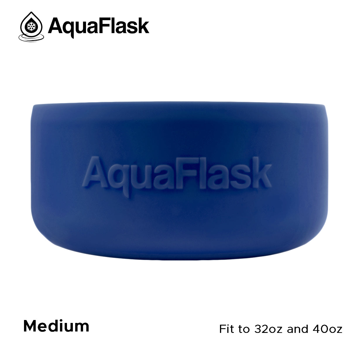 Accesorio de base de silicona Aquaflask con logotipo en relieve, diseñado para encajar en la base de las botellas Aquaflask Regular.