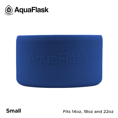 Accesorio de base de silicona Aquaflask con logotipo en relieve, diseñado para encajar en la base de las botellas Aquaflask Regular.