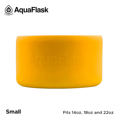 Accesorio de base de silicona Aquaflask con logotipo en relieve, diseñado para encajar en la base de las botellas Aquaflask Regular.