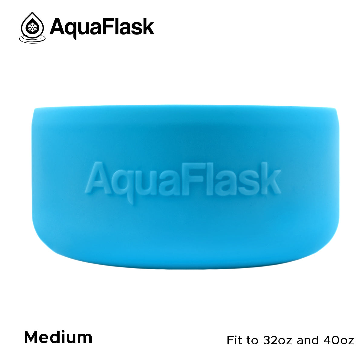 Accesorio de base de silicona Aquaflask con logotipo en relieve, diseñado para encajar en la base de las botellas Aquaflask Regular.