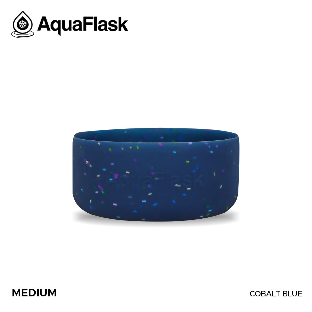 Accesorio de base de silicona Aquaflask con logotipo en relieve, diseñado para encajar en la base de las botellas Aquaflask Regular.