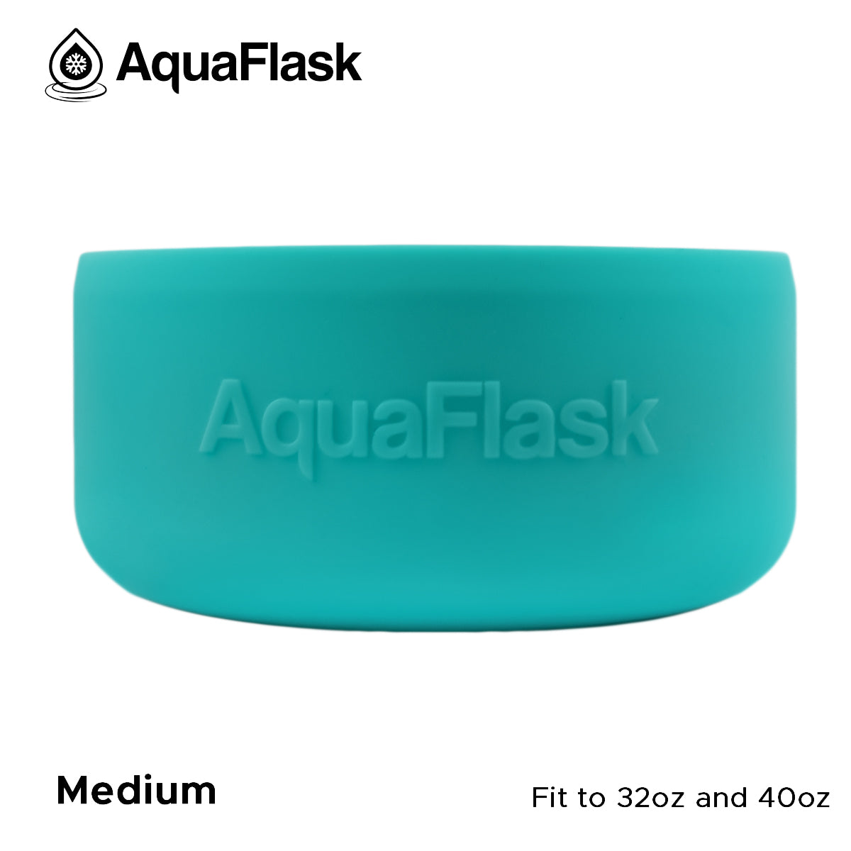 Accesorio de base de silicona Aquaflask con logotipo en relieve, diseñado para encajar en la base de las botellas Aquaflask Regular.