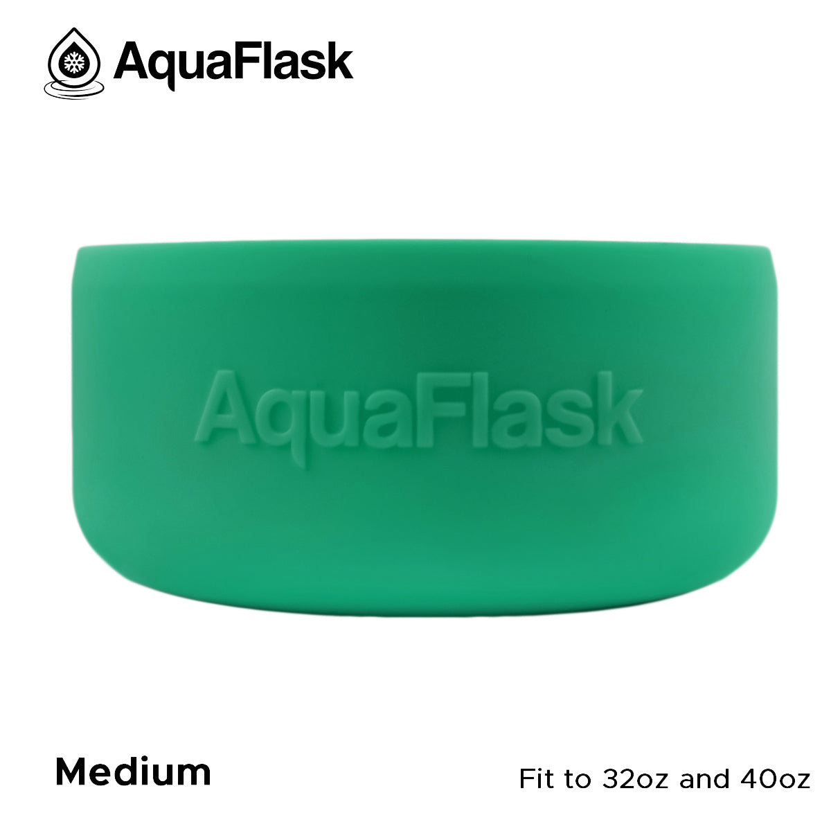 Accesorio de base de silicona Aquaflask con logotipo en relieve, diseñado para encajar en la base de las botellas Aquaflask Regular.