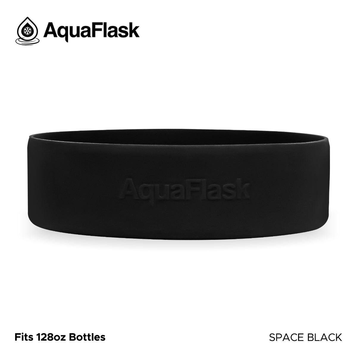 Accesorio de base de silicona Aquaflask con logotipo en relieve, diseñado para encajar en la base de las botellas Aquaflask Regular.