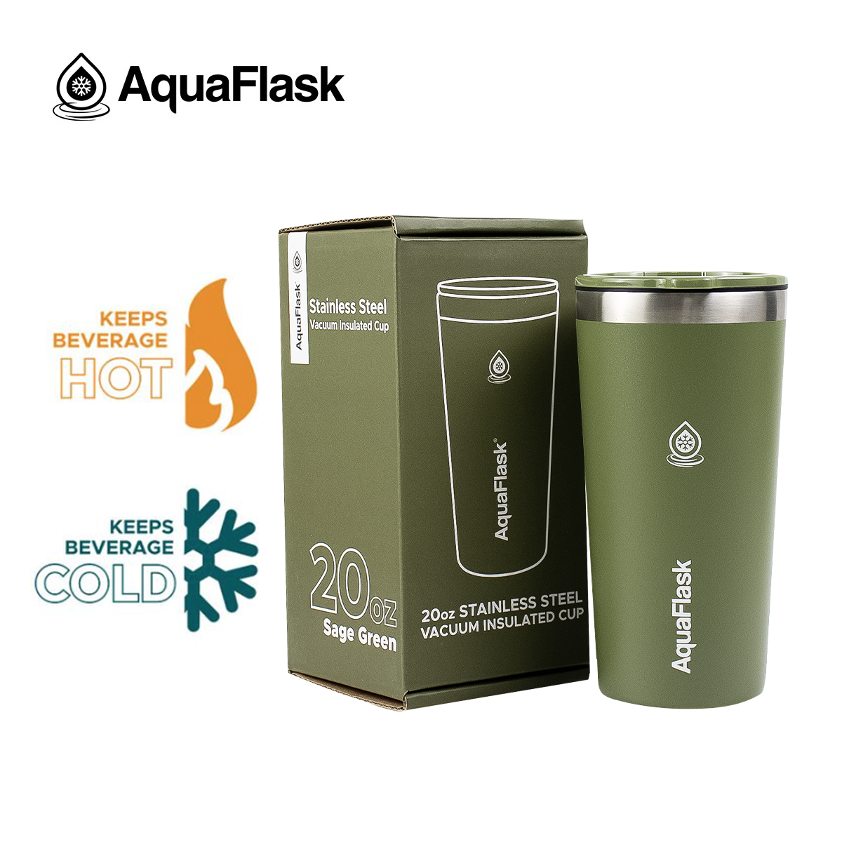 AQUAFLASK 20oz CUP - SAGE GREEN