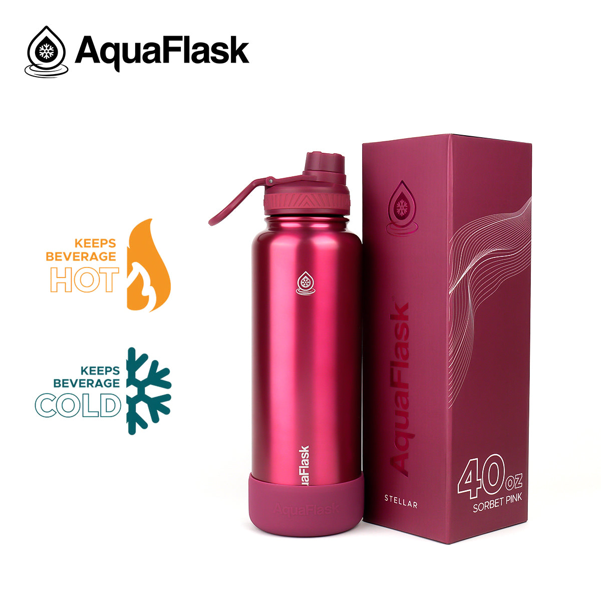 AQUAFLASK 40oz STELLAR COLLECTION - SORBET PINK