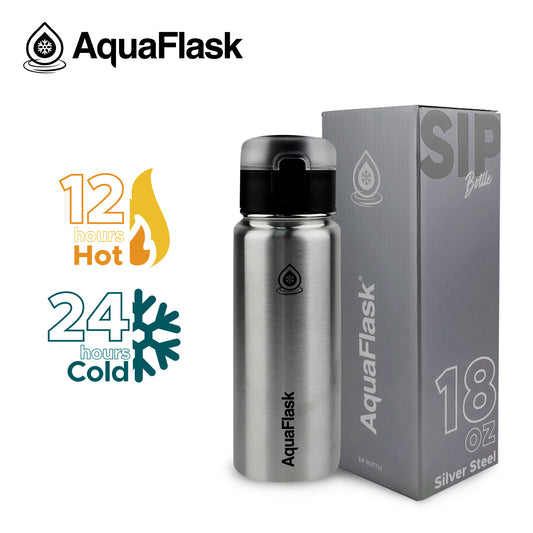 AQUAFLASK 18oz SIP II BOTTLE - SILVER STEEL