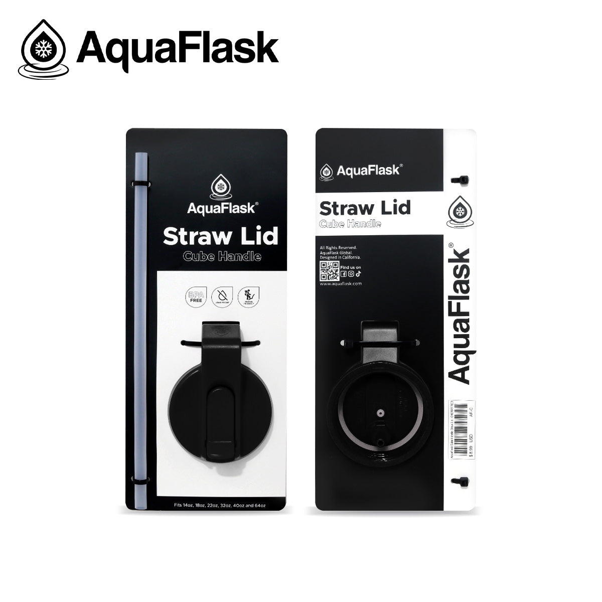 AQUAFLASK STRAW LID CUBE HANDLE - SPACE BLACK