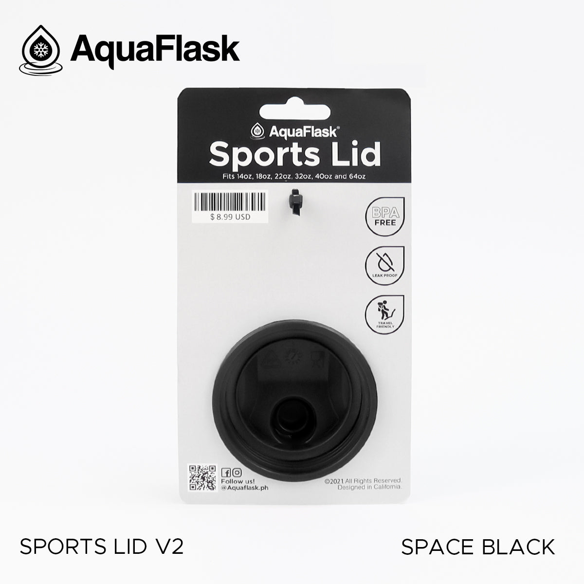 AQUAFLASK SPORTS LID - SPACE BLACK