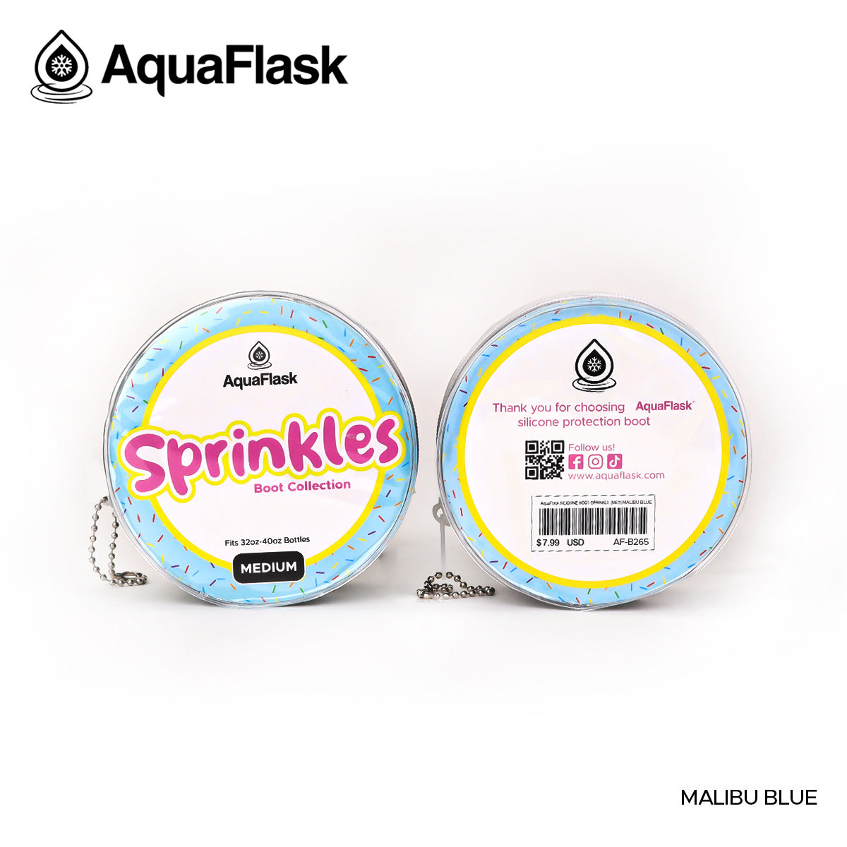 AQUAFLASK BASE PROTECTORA DE SILICONA MEDIANA - SPRINKLES MALIBU BLUE