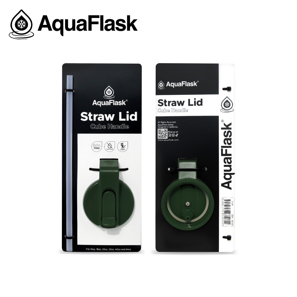 AQUAFLASK STRAW LID CUBE HANDLE - MOSS GREEN