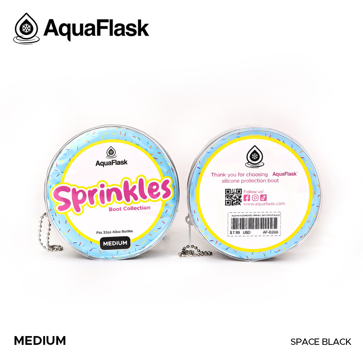 AQUAFLASK BASE PROTECTORA DE SILICONA MEDIANA - SPRINKLES SPACE BLACK